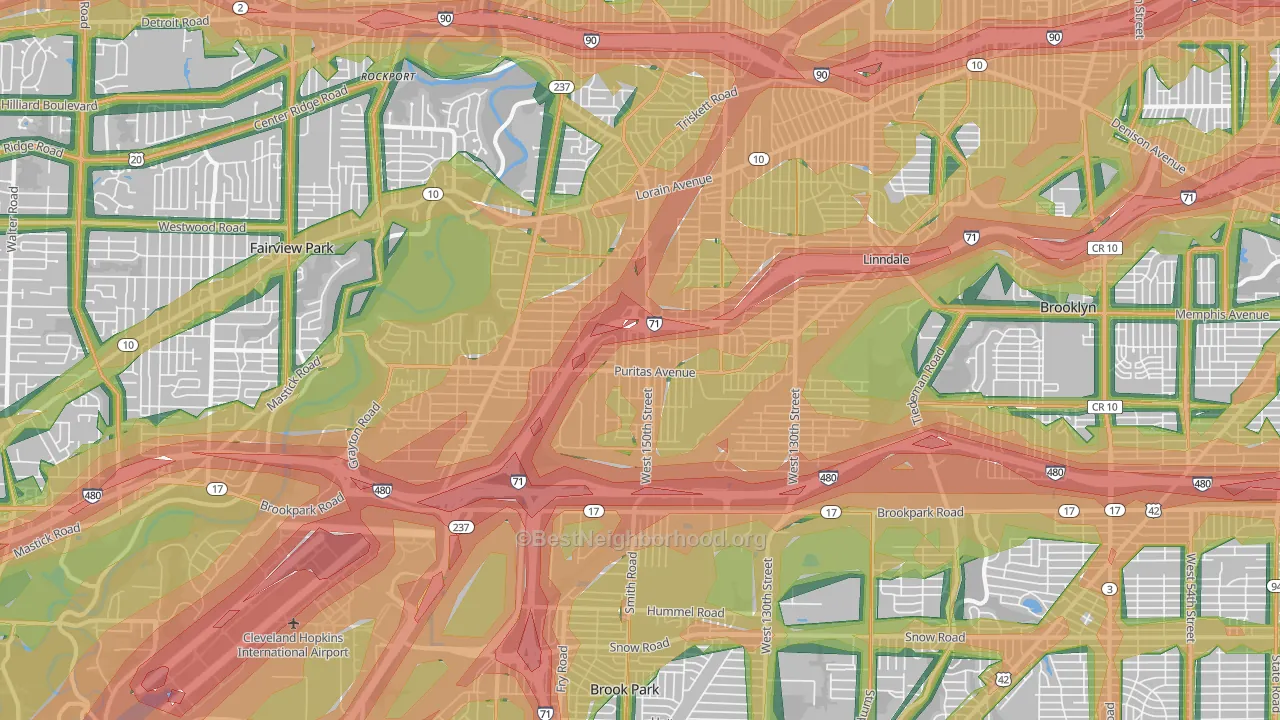 44135, OH Map of Noise Levels in 44135