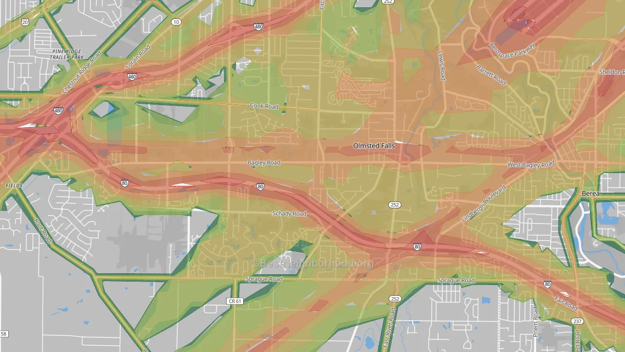 44138, OH Map of Noise Levels in 44138