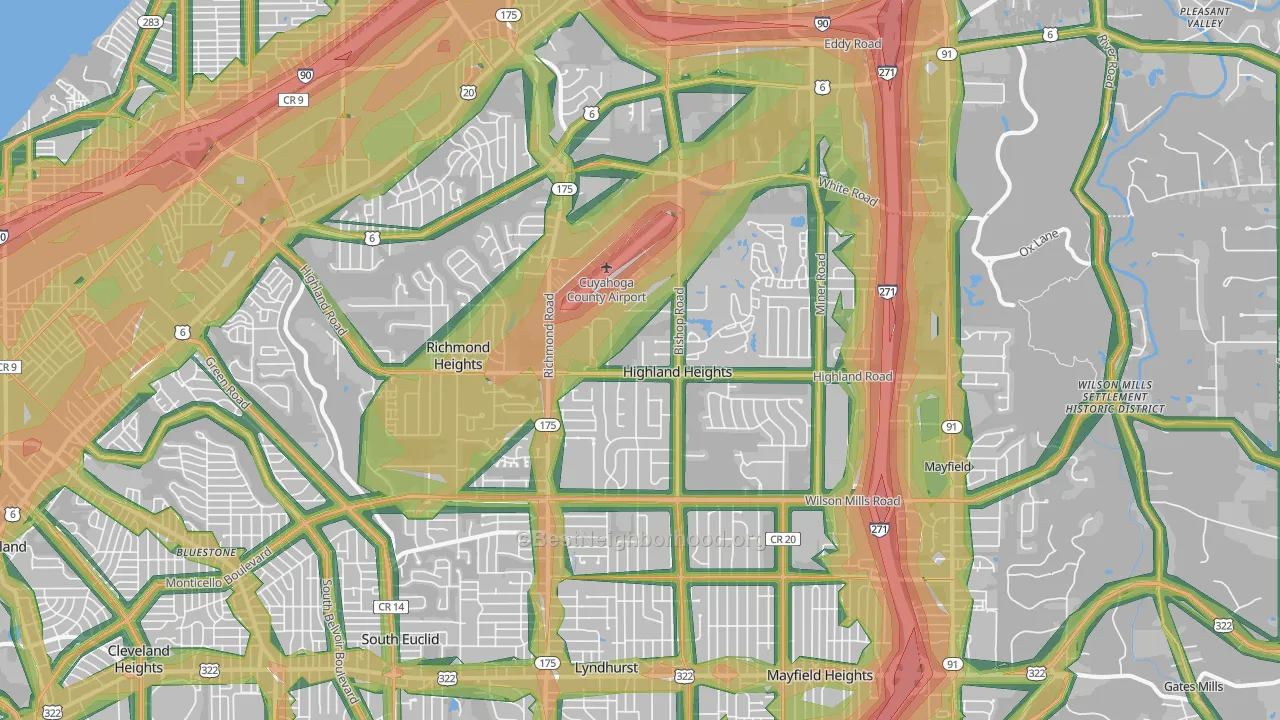 44143, OH Map of Noise Levels in 44143