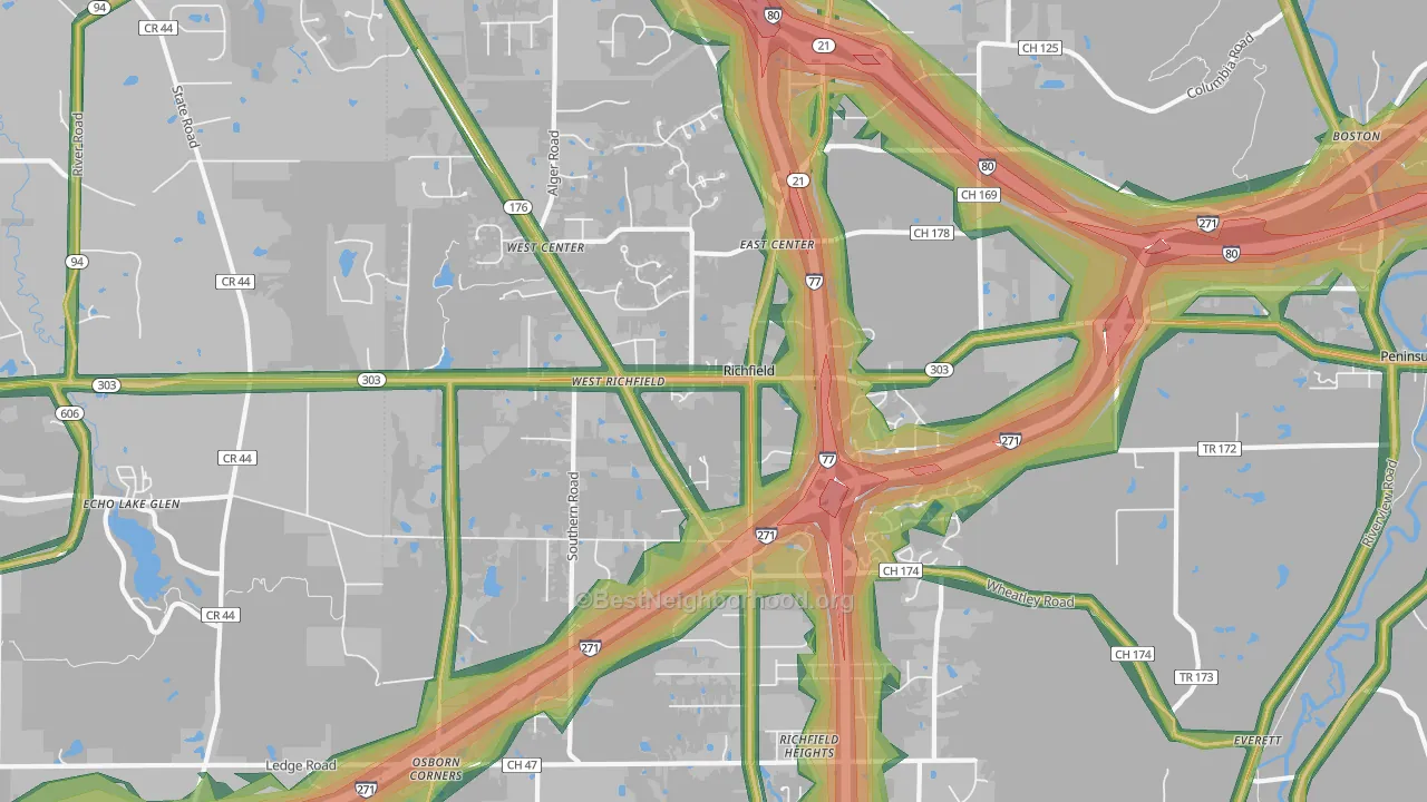44286, OH Map of Noise Levels in 44286