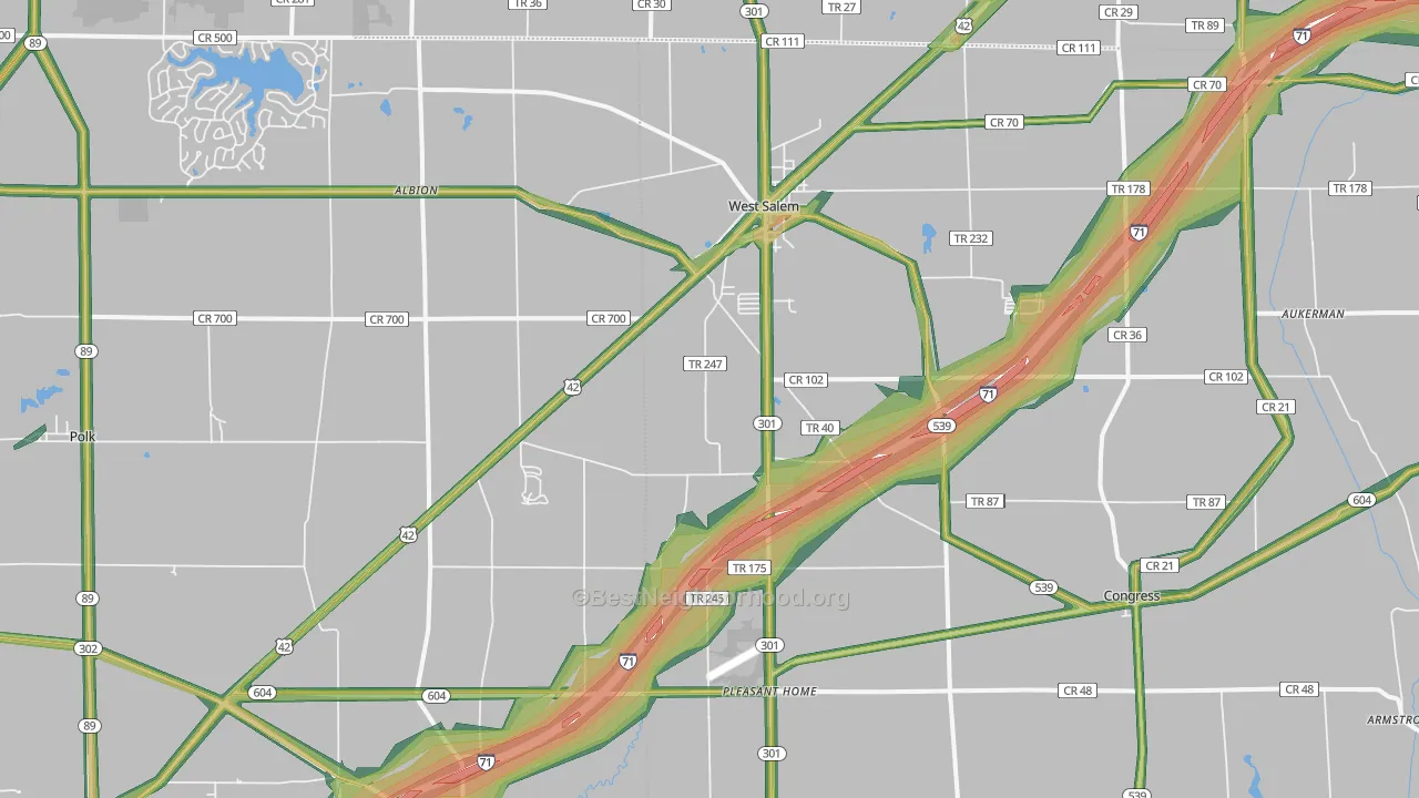 44287, OH Map of Noise Levels in 44287
