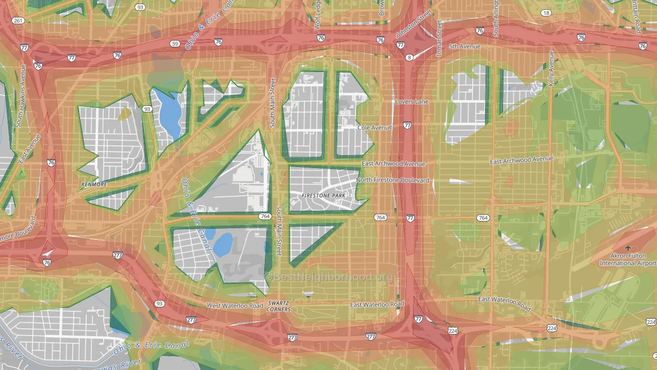 44301, OH Map of Noise Levels in 44301