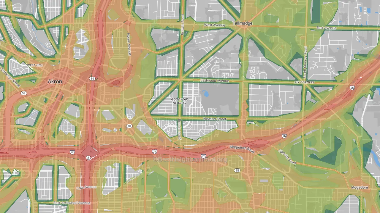 44305, OH Map of Noise Levels in 44305