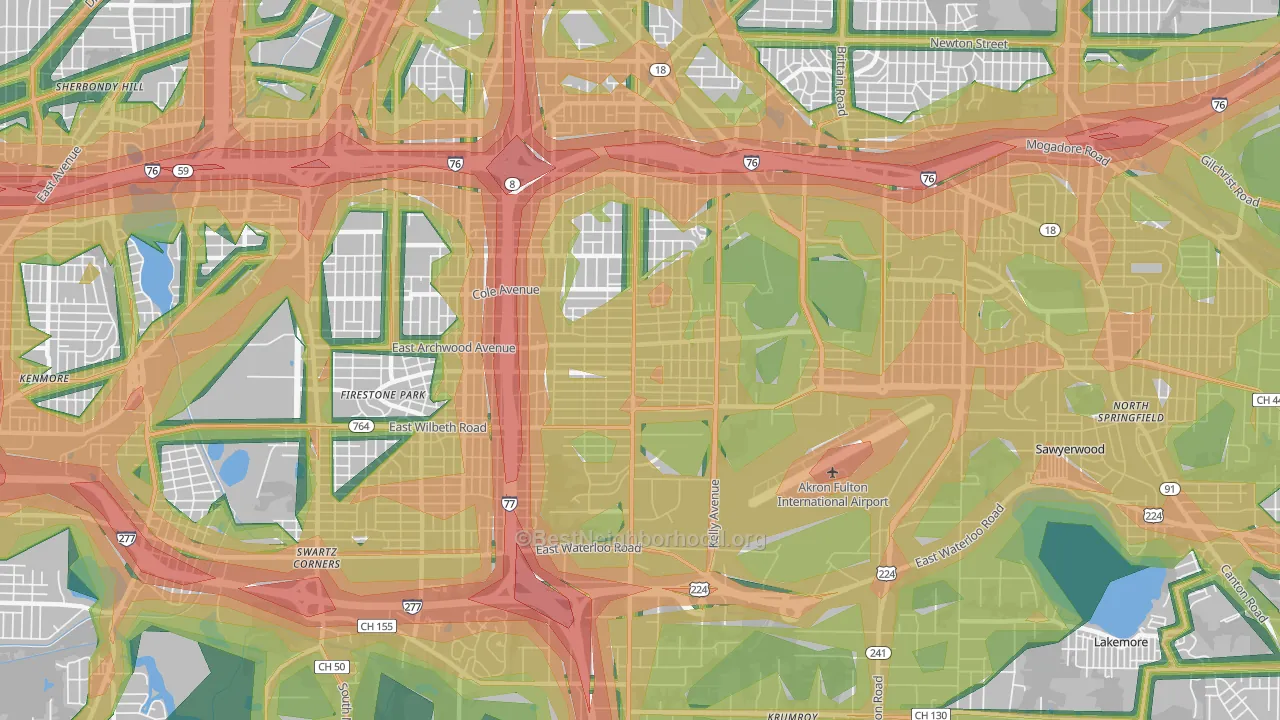 44306, OH Map of Noise Levels in 44306
