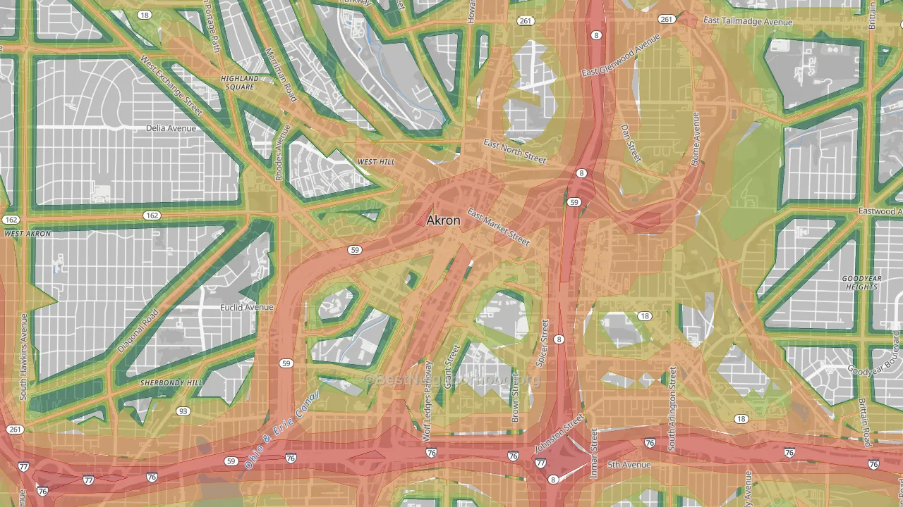 44308, OH Map of Noise Levels in 44308