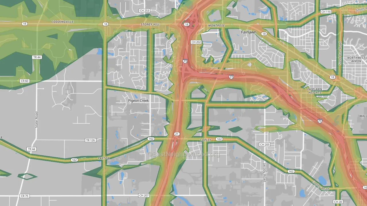 44321, OH Map of Noise Levels in 44321