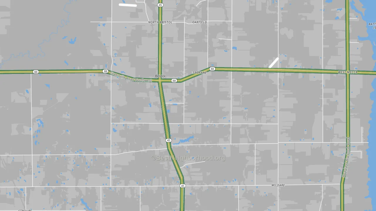 44402, OH Map of Noise Levels in 44402