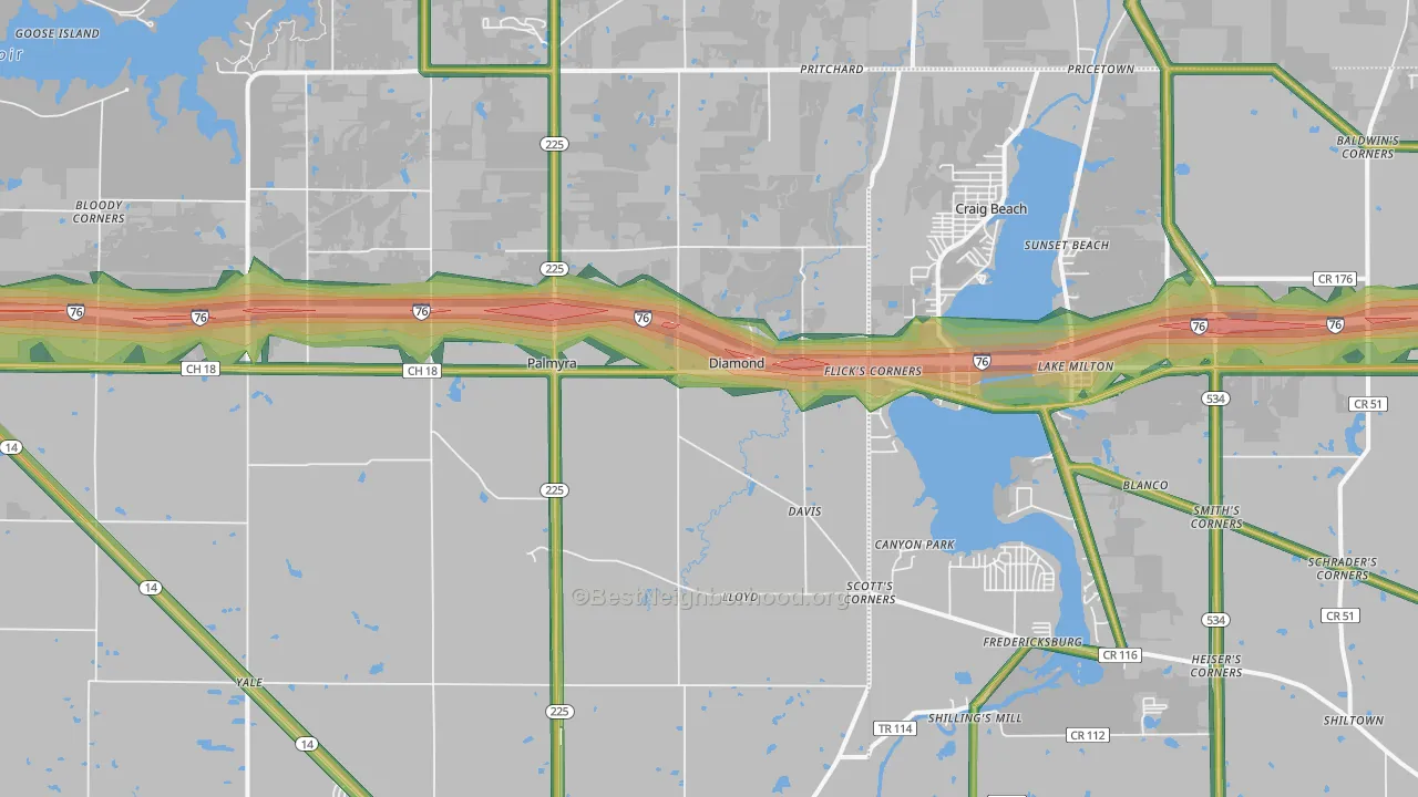 44412, OH Map of Noise Levels in 44412