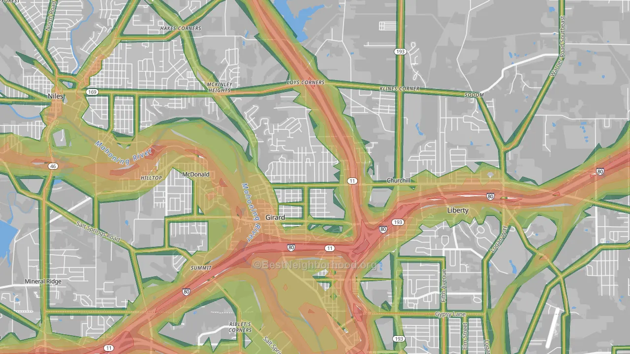 44420, OH Map of Noise Levels in 44420