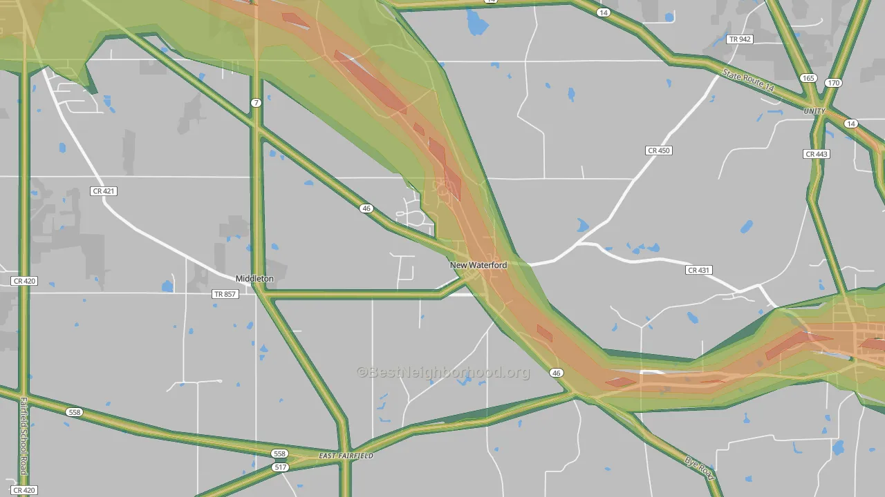 44445, OH Map of Noise Levels in 44445