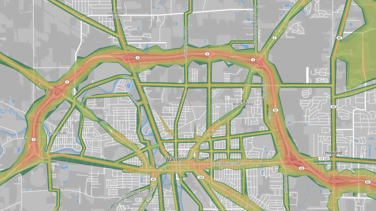 44483, OH Map of Noise Levels in 44483