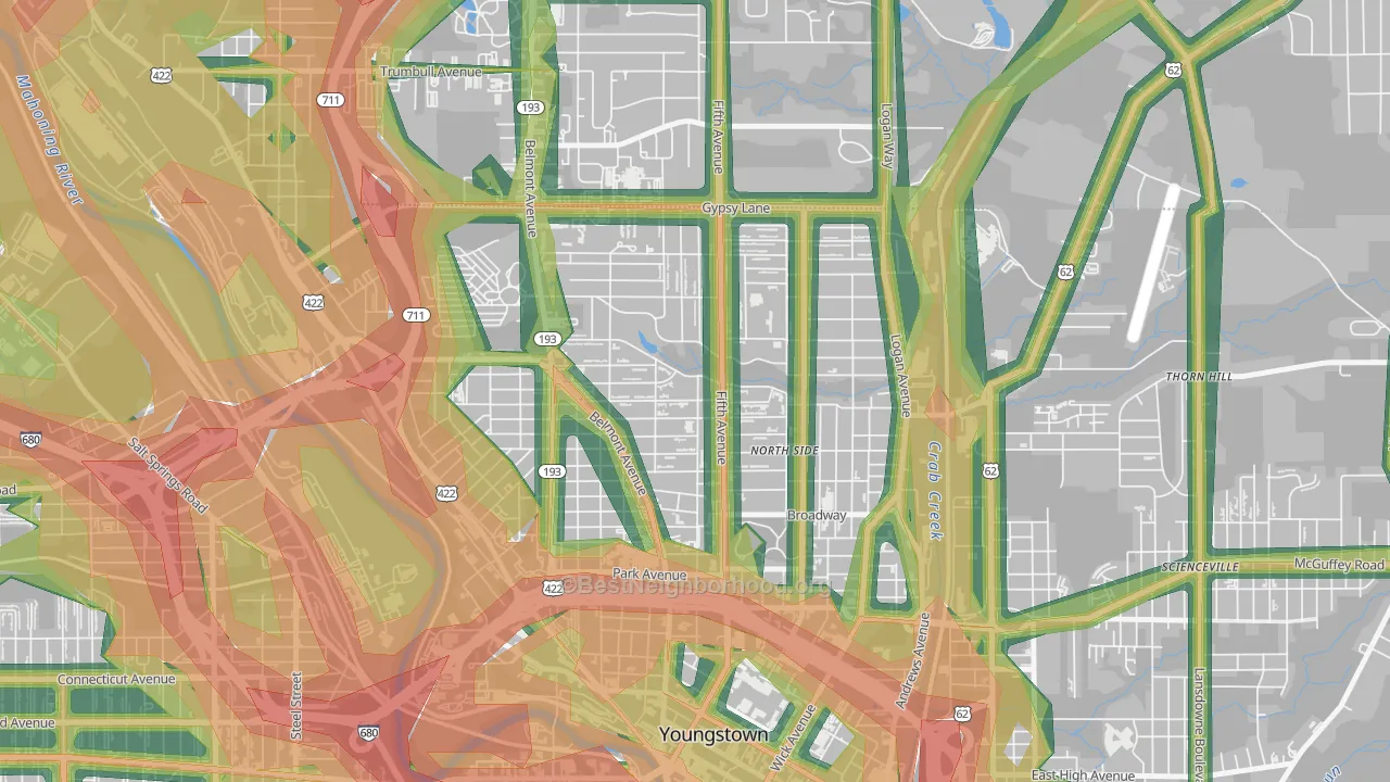 44504, OH Map of Noise Levels in 44504