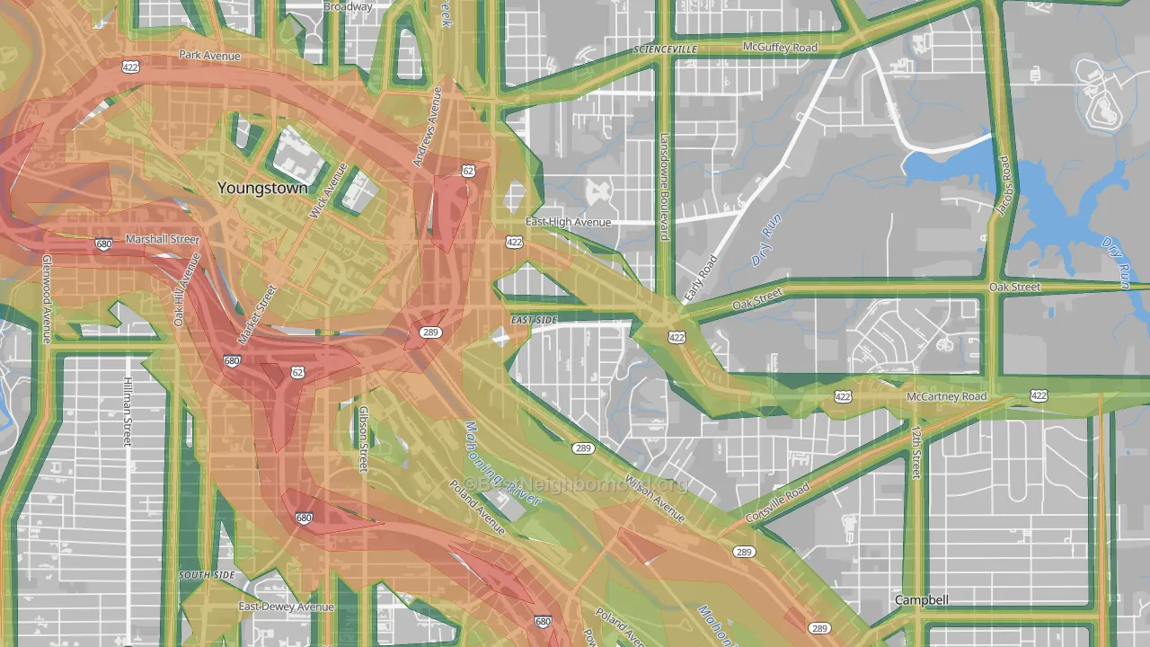 44506, OH Map of Noise Levels in 44506