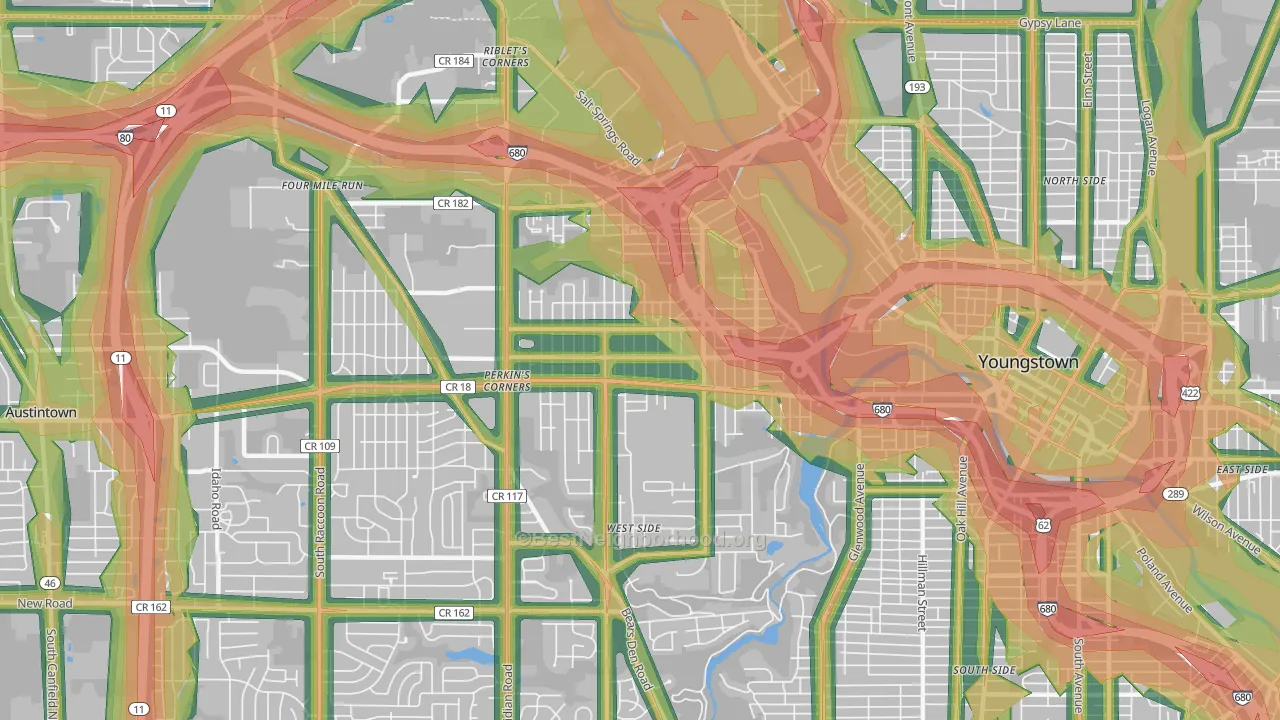 44509, OH Map of Noise Levels in 44509