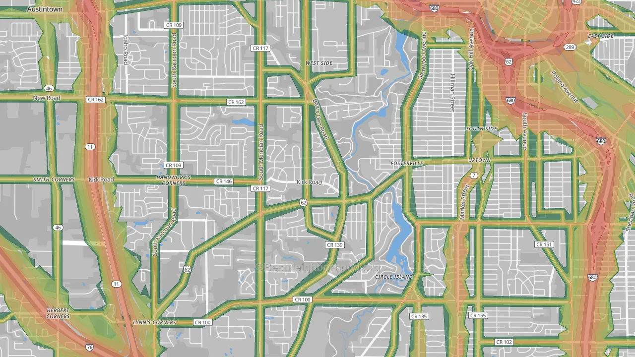 44511, OH Map of Noise Levels in 44511