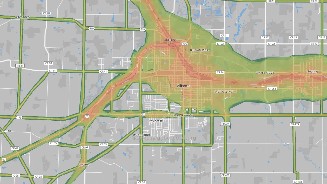 44601, OH Map of Noise Levels in 44601