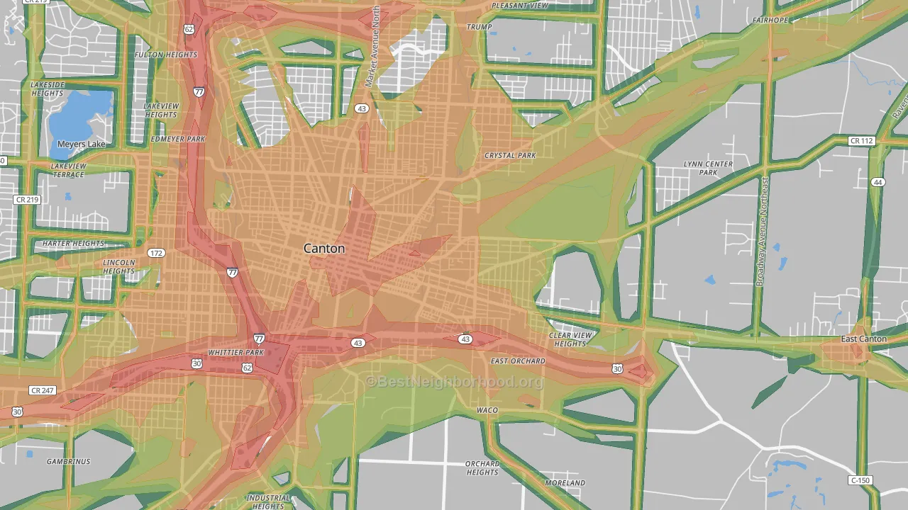 44704, OH Map of Noise Levels in 44704