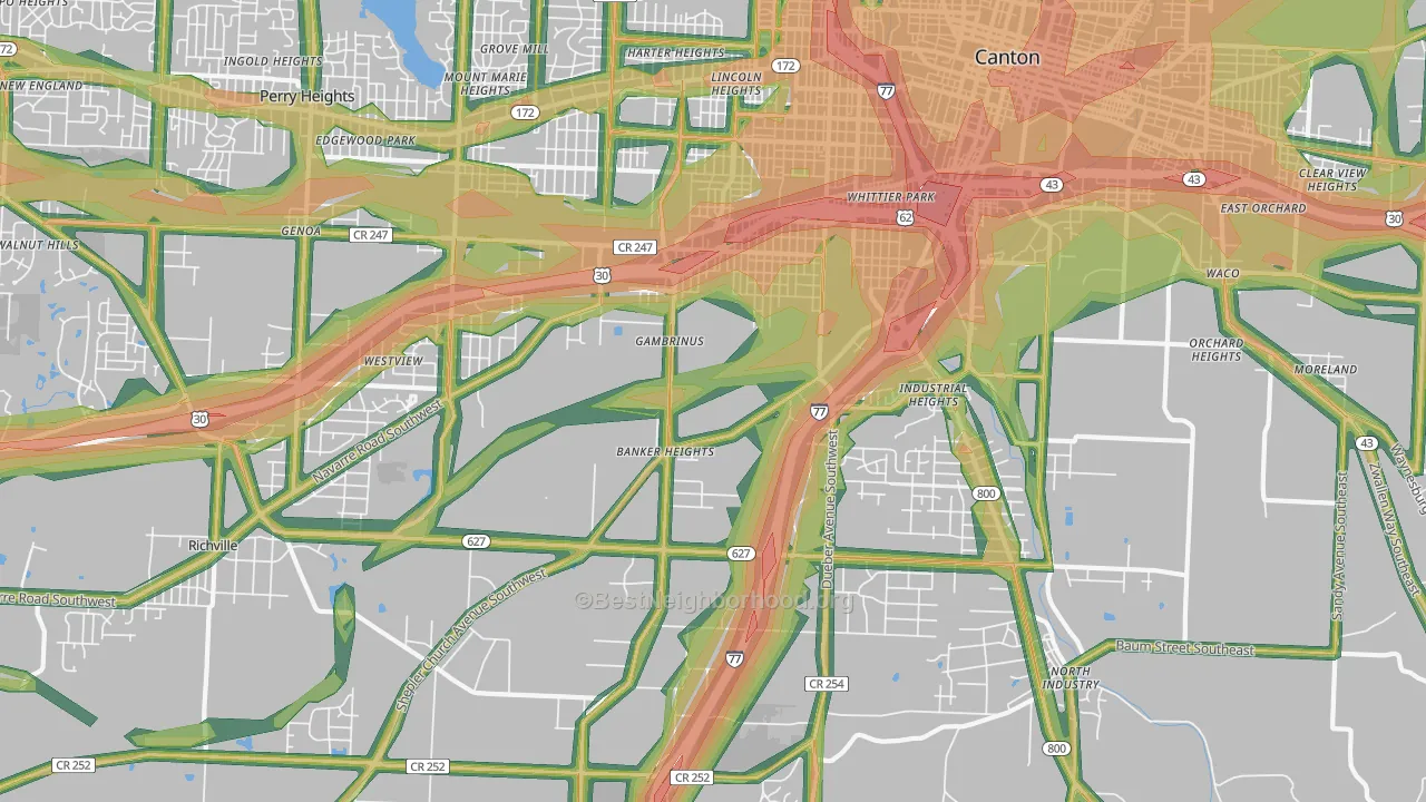 44706, OH Map of Noise Levels in 44706