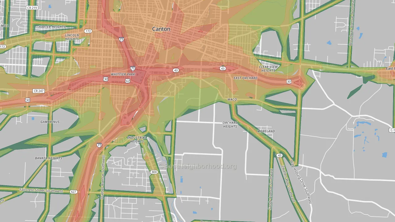 44707, OH Map of Noise Levels in 44707