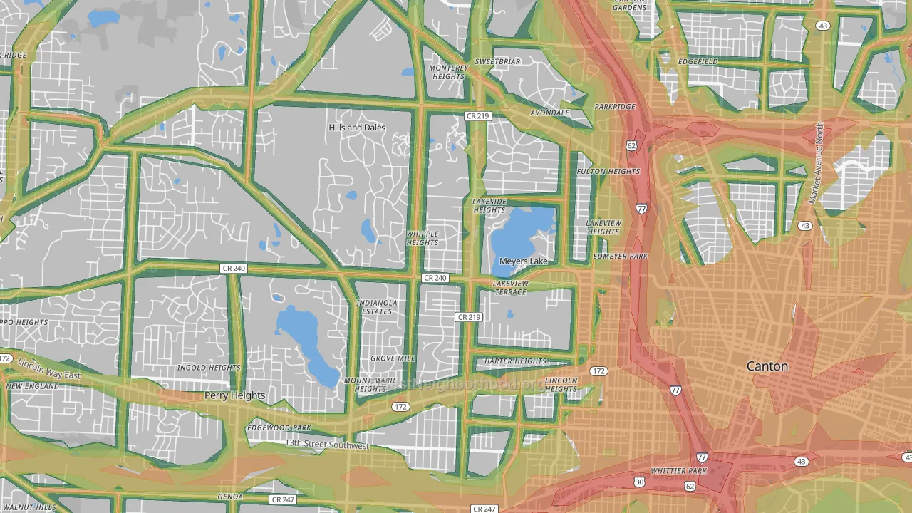 44708, OH Map of Noise Levels in 44708