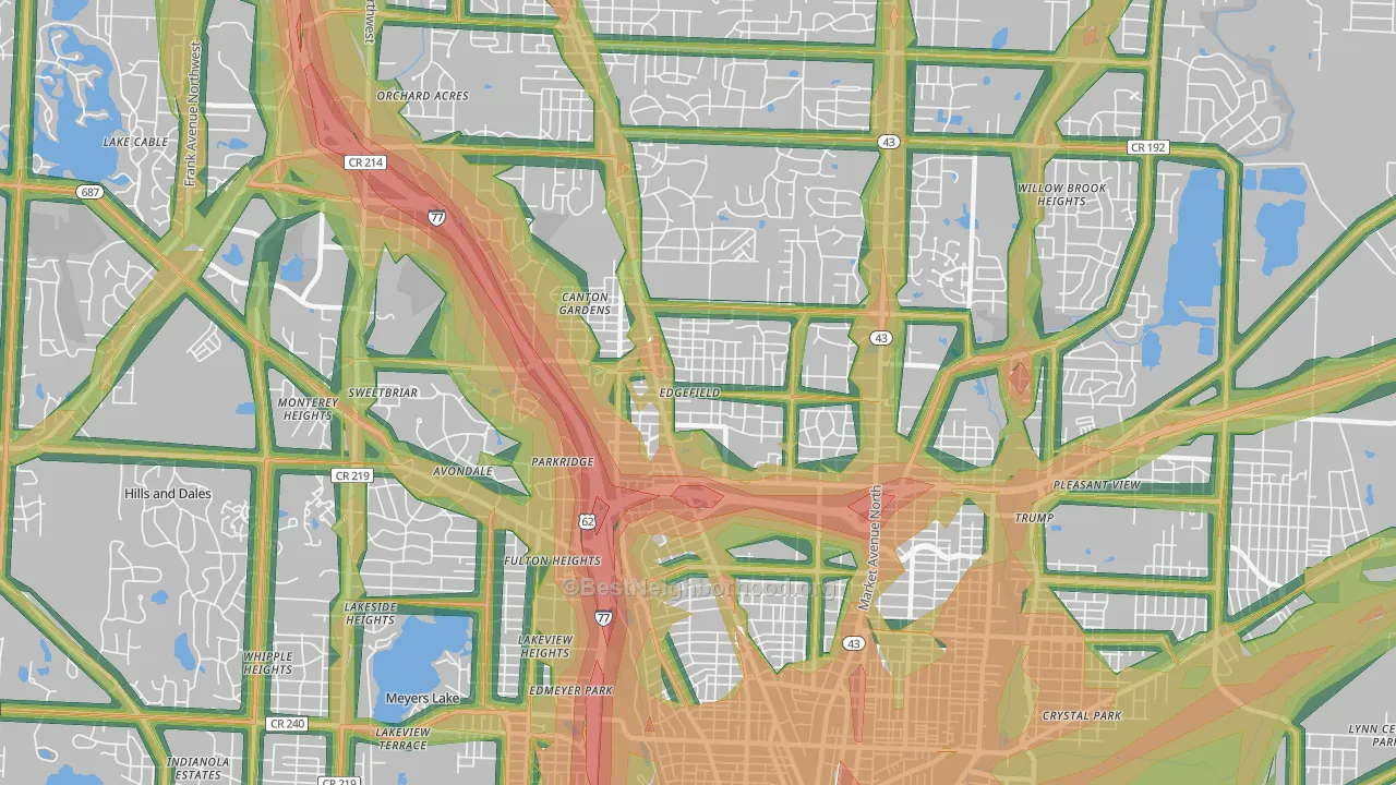 44709, OH Map of Noise Levels in 44709