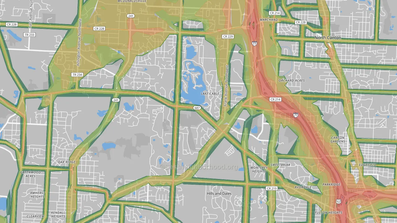 44718, OH Map of Noise Levels in 44718