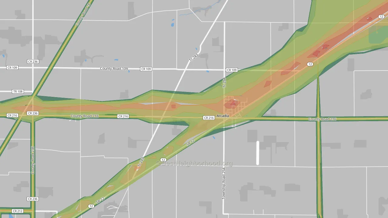 44804, OH Map of Noise Levels in 44804