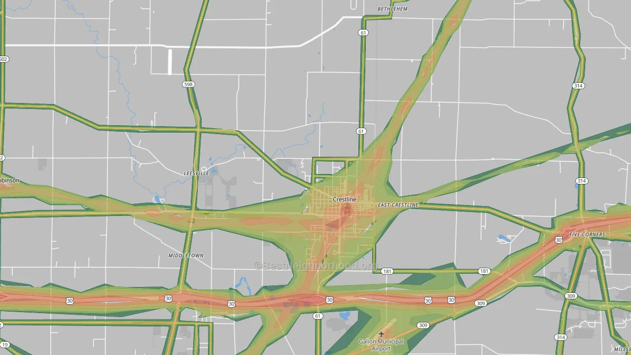 44827, OH Map of Noise Levels in 44827