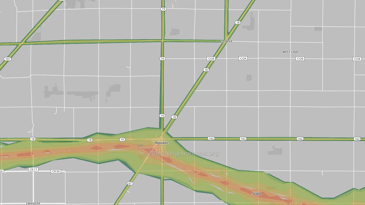 44867, OH Map of Noise Levels in 44867