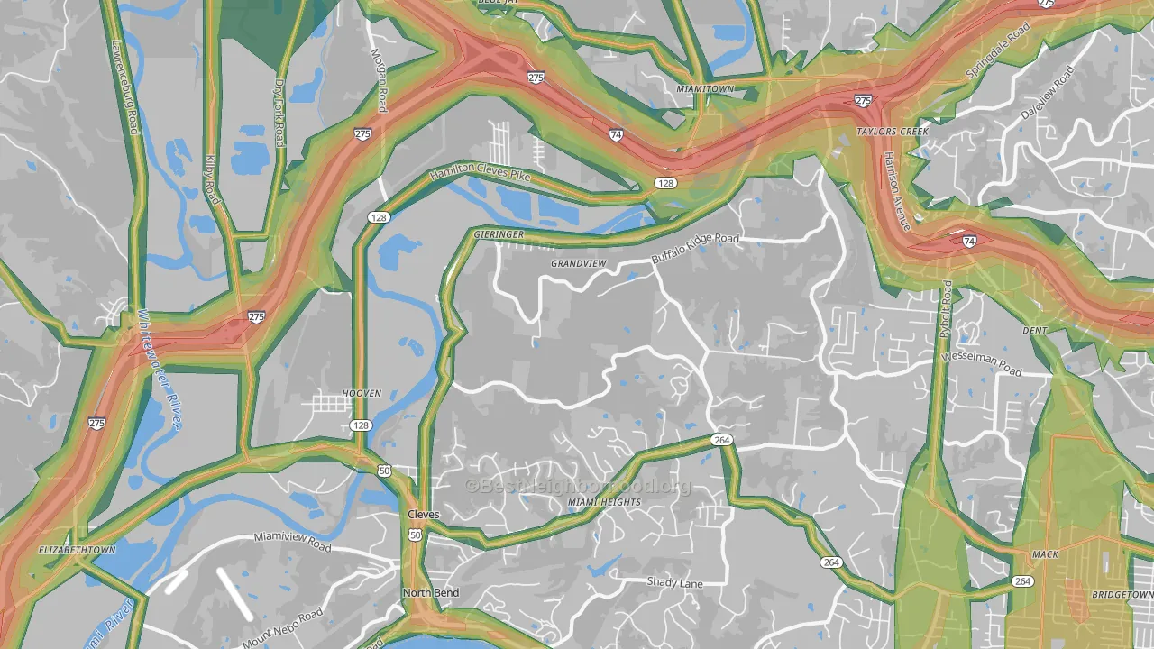 45002, OH Map of Noise Levels in 45002