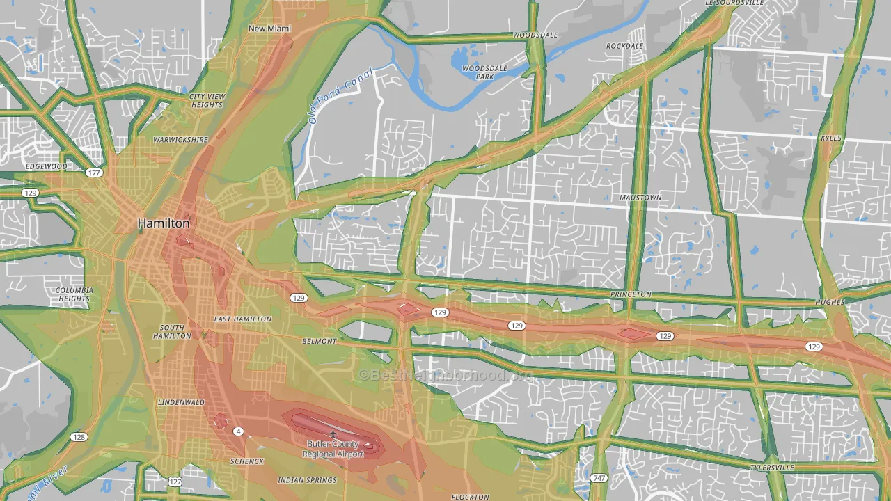45011, OH Map of Noise Levels in 45011