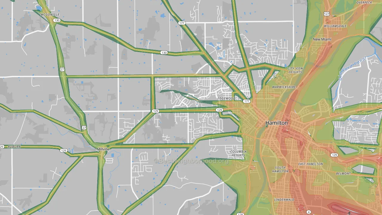 45013, OH Map of Noise Levels in 45013
