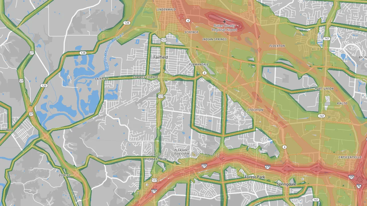 45014, OH Map of Noise Levels in 45014