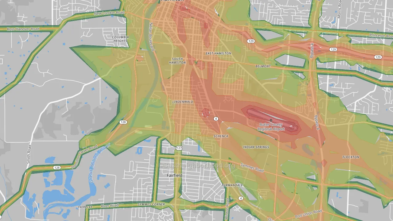 45015, OH Map of Noise Levels in 45015
