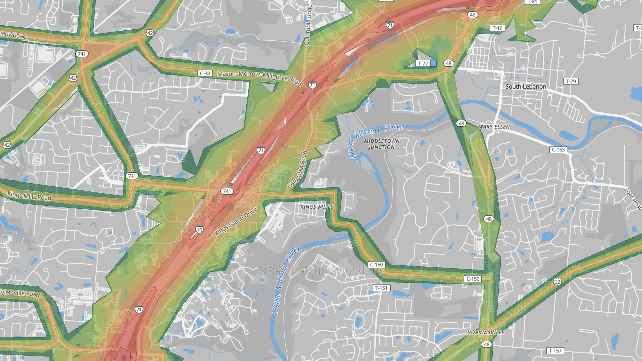 45034, OH Map of Noise Levels in 45034