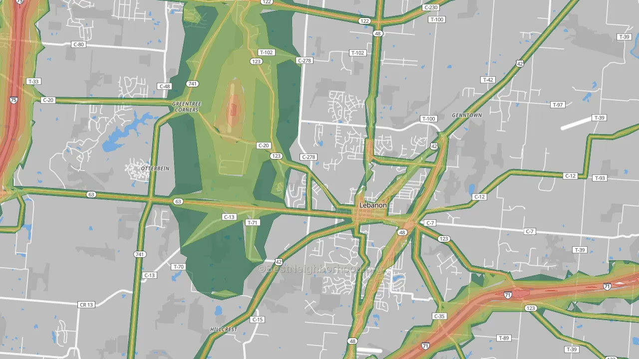 45036, OH Map of Noise Levels in 45036