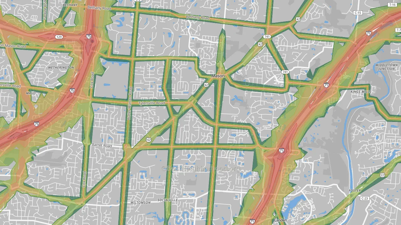 45040, OH Map of Noise Levels in 45040