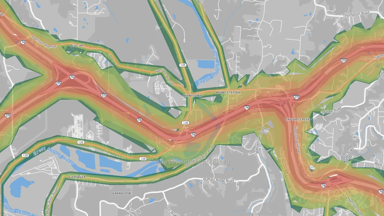 45041, OH Map of Noise Levels in 45041