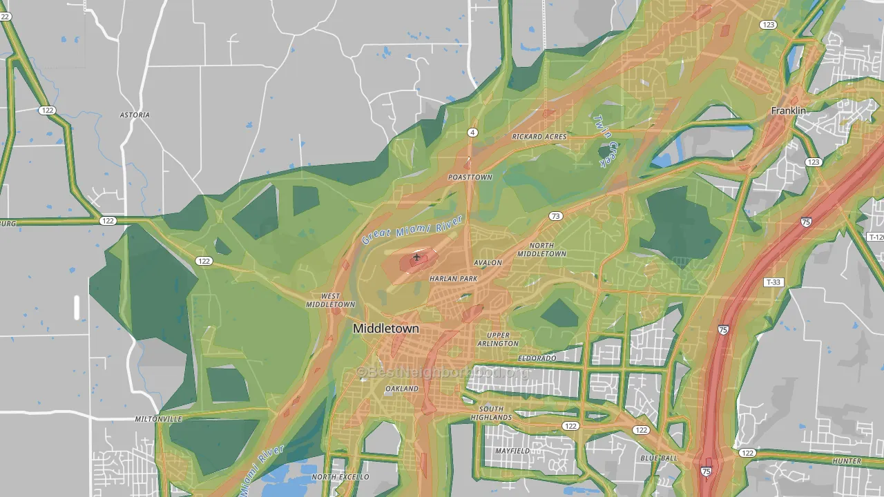 45042, OH Map of Noise Levels in 45042