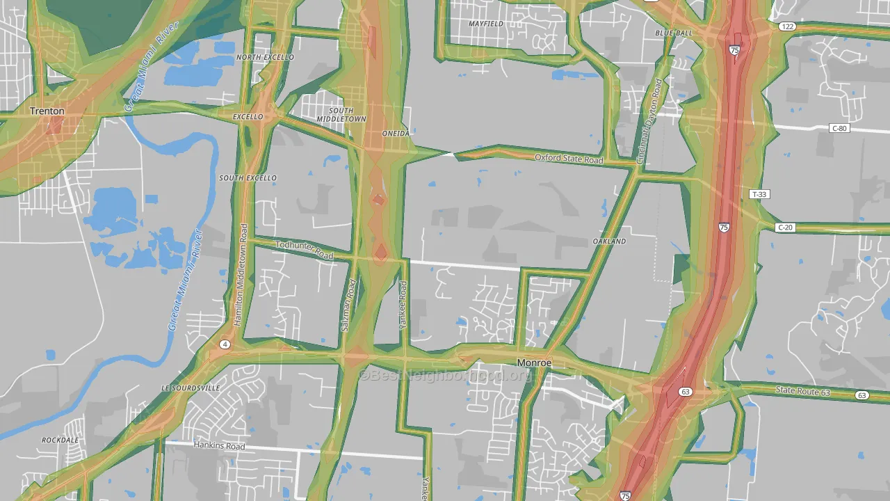 45044, OH Map of Noise Levels in 45044