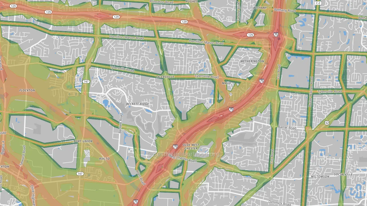 45069, OH Map of Noise Levels in 45069