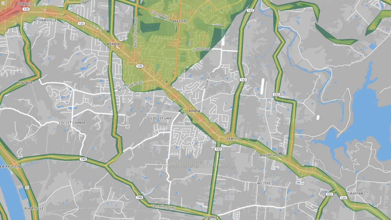 45102, OH Map of Noise Levels in 45102