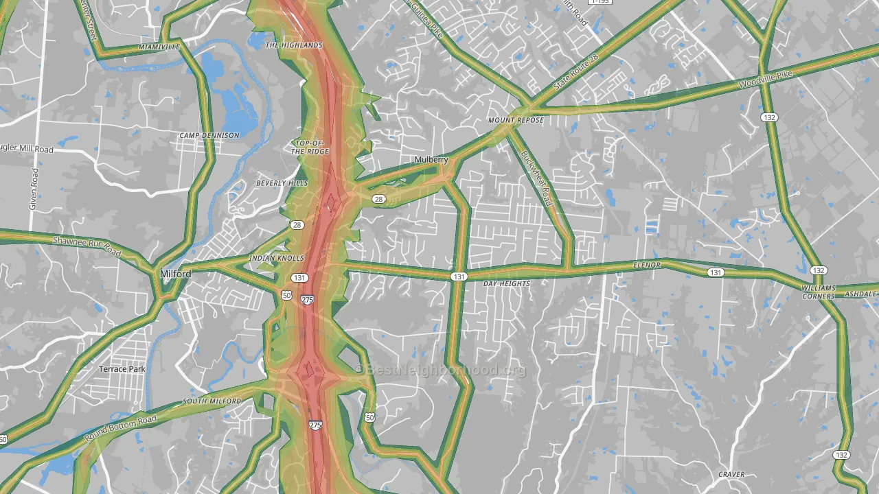 45150, OH Map of Noise Levels in 45150