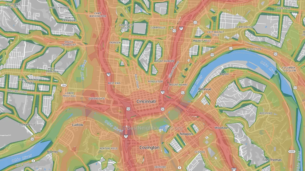 45202, OH Map of Noise Levels in 45202