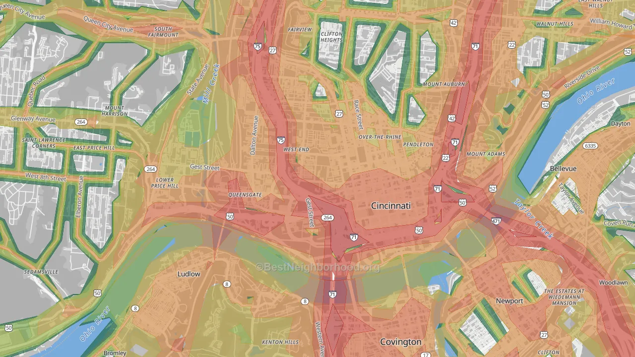 45203, OH Map of Noise Levels in 45203