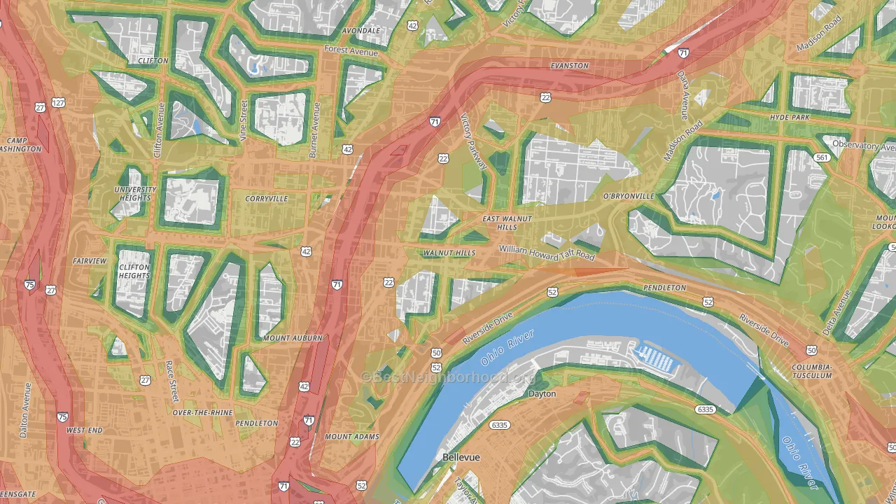 45206, OH Map of Noise Levels in 45206