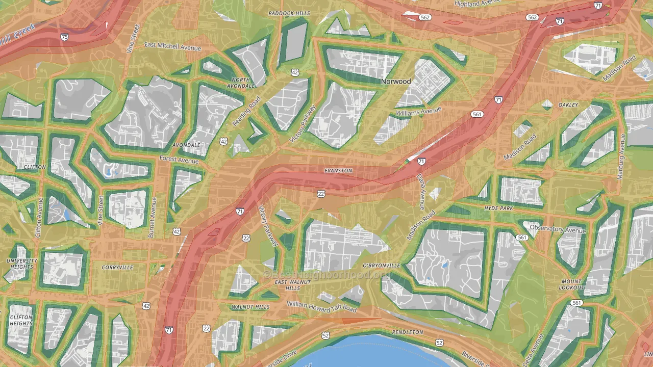 45207, OH Map of Noise Levels in 45207