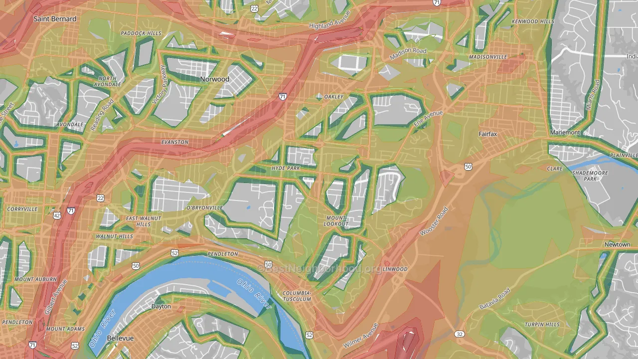 45208, OH Map of Noise Levels in 45208
