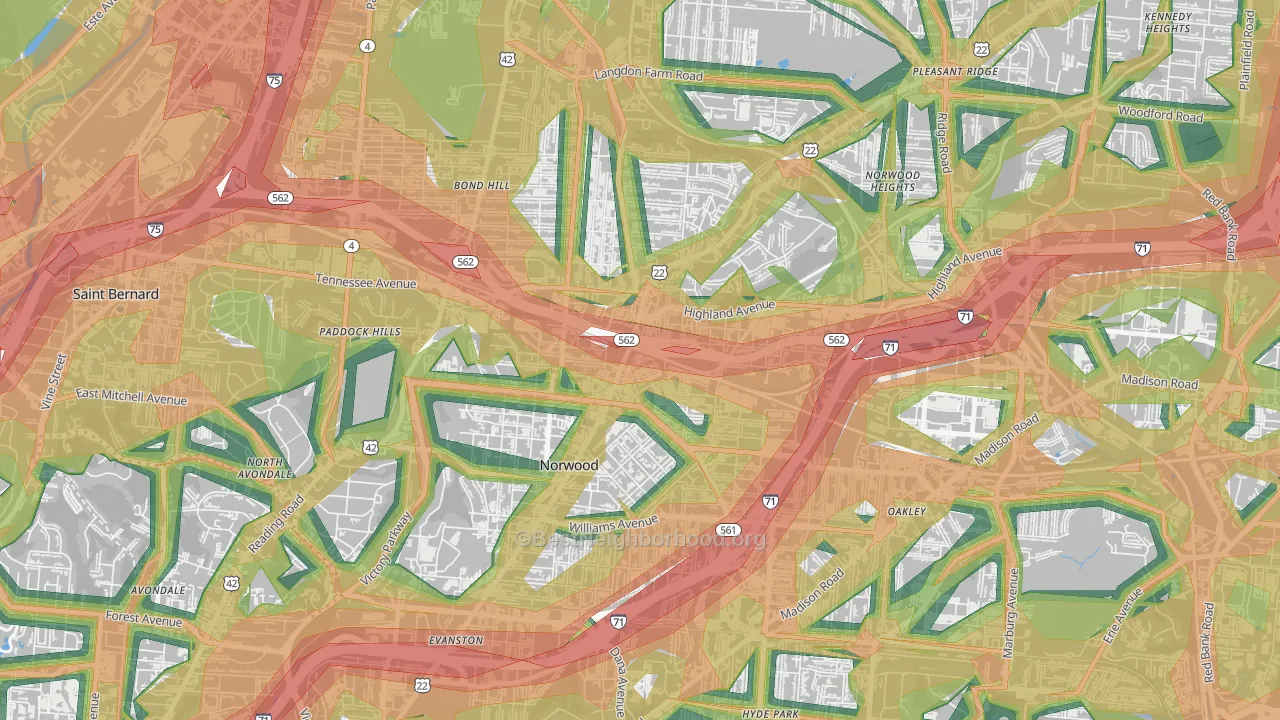 45212, OH Map of Noise Levels in 45212