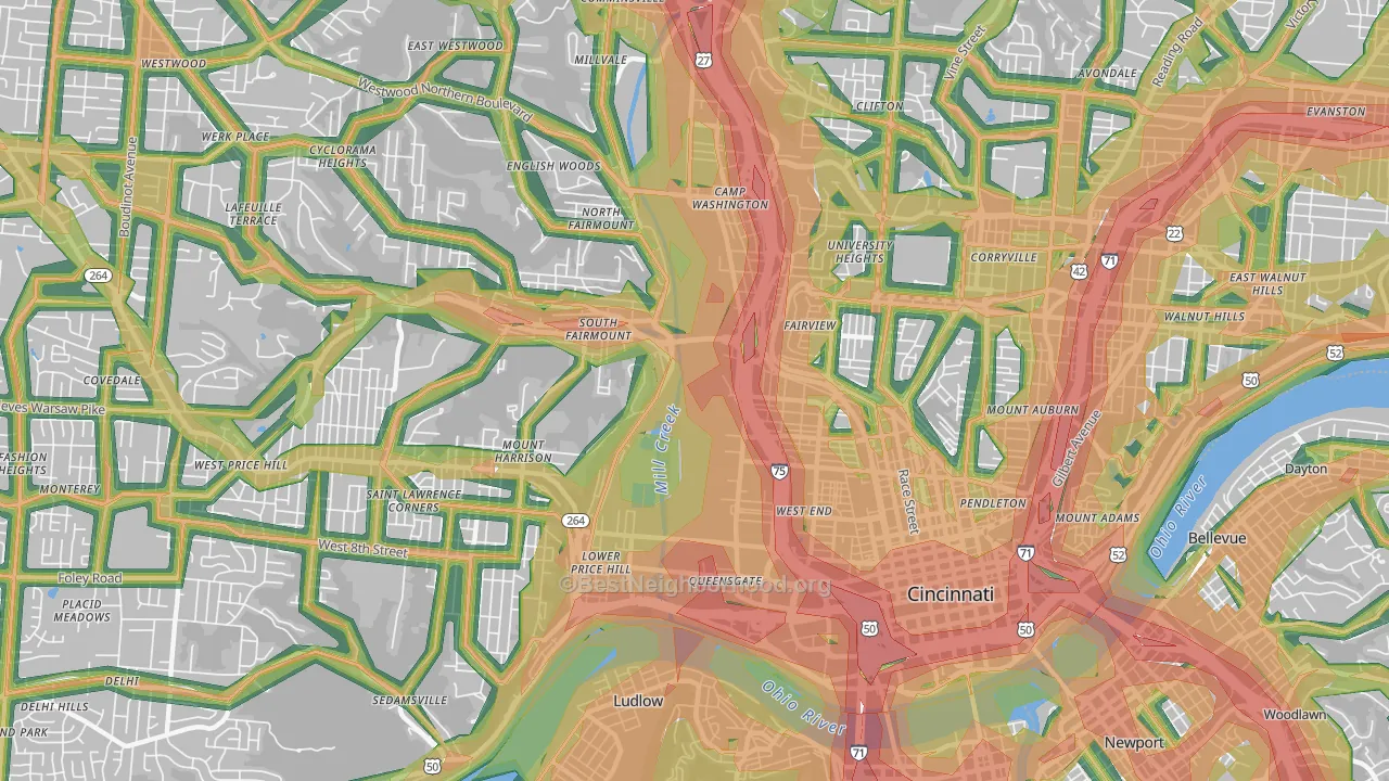 45214, OH Map of Noise Levels in 45214